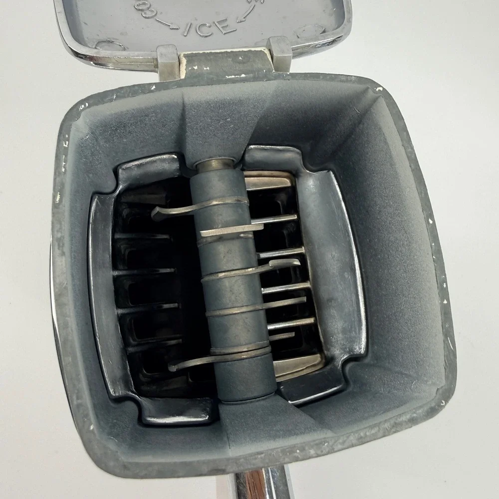 Swing-A-Way Vintage Manual Ice Crusher Hand Crank Black White Chrome Barware